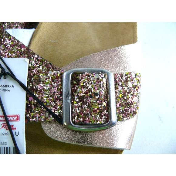 NWT Via Rosa Women's Footbed slide Sandals Size 6 Rose gold bling buckle slip on - Picture 6 of 7